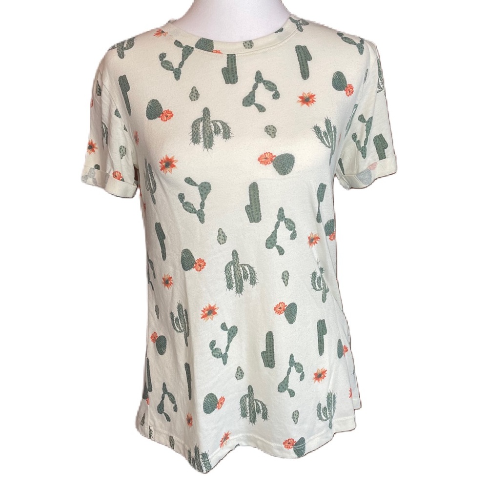 Cold Crush Women’s White Cactus Short Cuffed Sleeve T-shirt Small